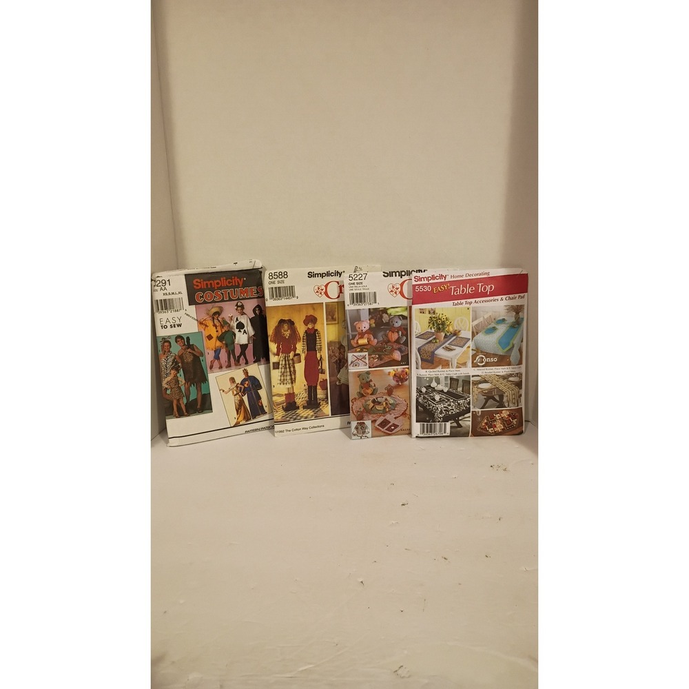 Lot of 4 Simplicity Sewing Patterns Costumes Home Decor Crafts, DIY, Nostalgic.
